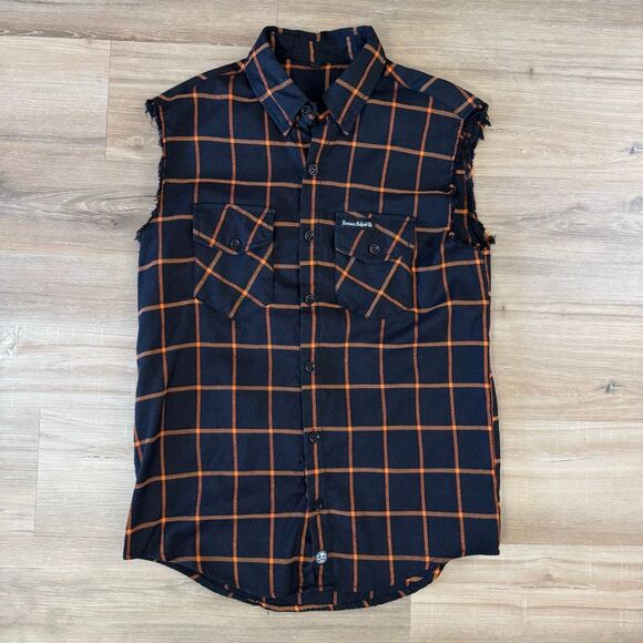 Demons Behind Me Black Orange Upcycle Vest Killer Clown Back Size Large Custom - Picture 4 of 8